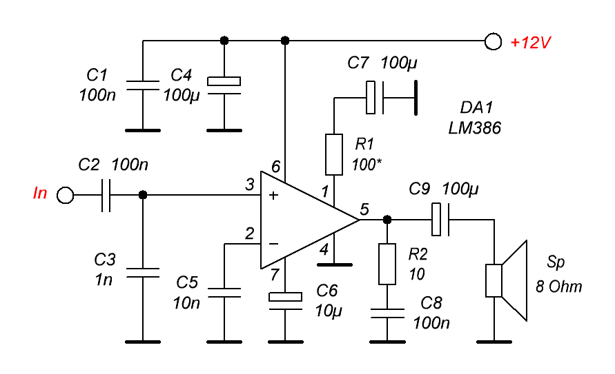 Lm386 – характеристики, распиновка, описание. схема простого усилителя на lm386 | уголок радиолюбителя