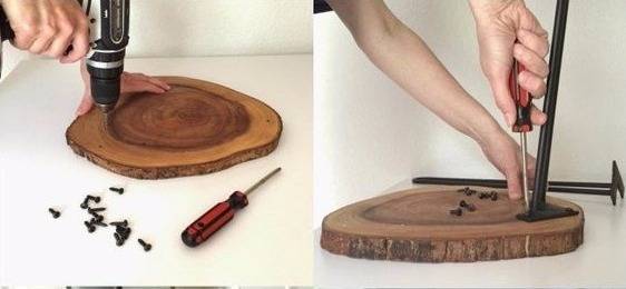 Простой столик из среза дерева