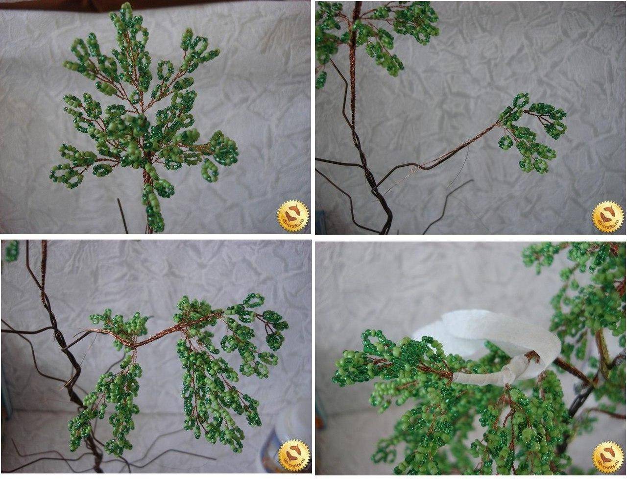 Как сделать дерево из бисера - пошаговая инструкция и схема с фото