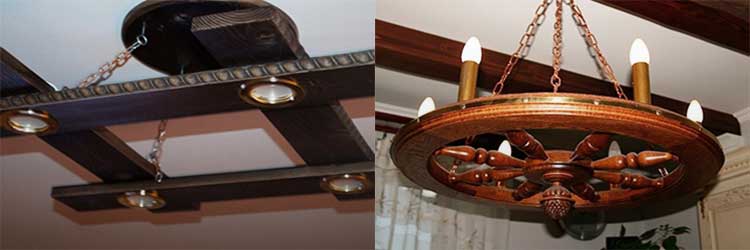 Светодиодный светильник из деревянных колец