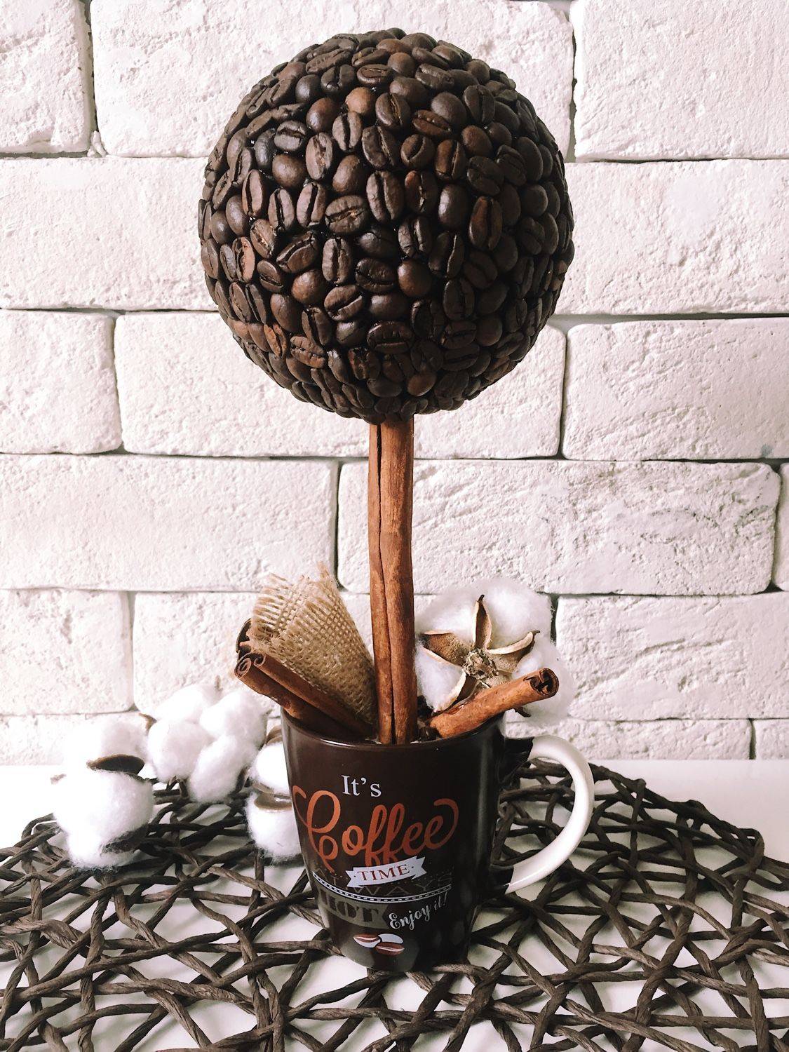 Топиарий из кофе: фото своими руками, кофейное дерево мастер класс, как сделать пошаговая инструкция, с чашкой, видео