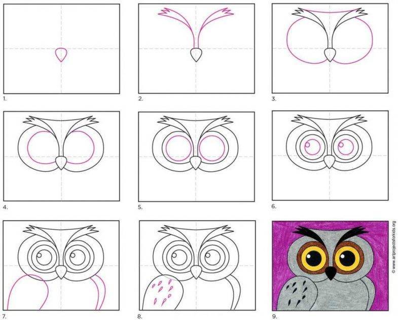 Как нарисовать сову карандашом поэтапно: урок от художника для начинающих, обзор идей и лучших решений