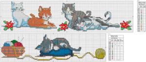 Схема вышивки крестом Влюблённые кот и кошка на ветке дерева