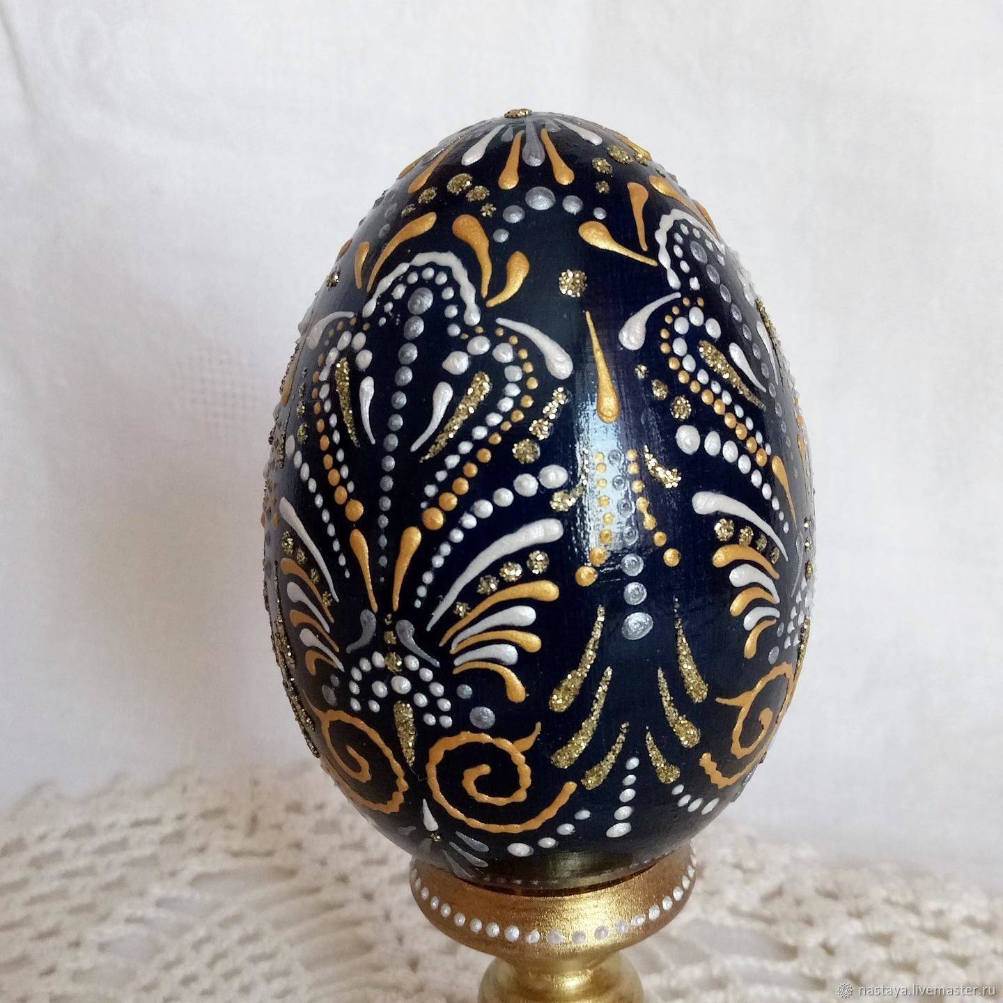 Роспись деревянного яйца «золотые узоры. как сделать роспись деревянных яиц, не умея рисовать. тычковая роспись