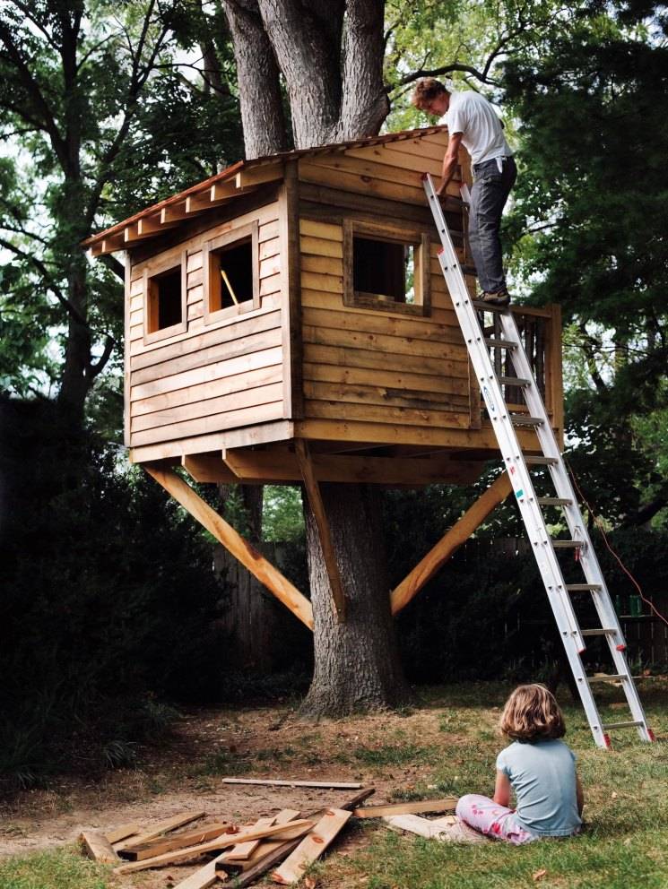 Как построить простой домик на дереве для детей мастер класс + фото