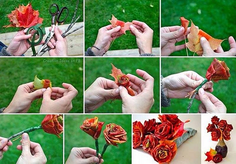 Как сделать розу из листьев клена, дерева поэтапно. мастер класс, видео, фото для начинающих