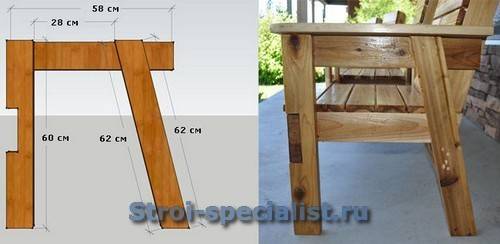 Простой деревянный стол и скамейки для детей