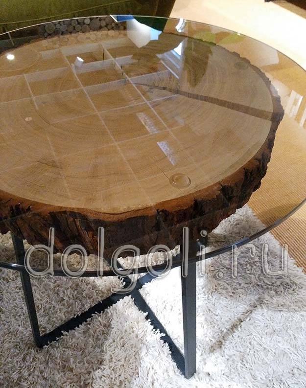 Уникальный столик из среза дерева