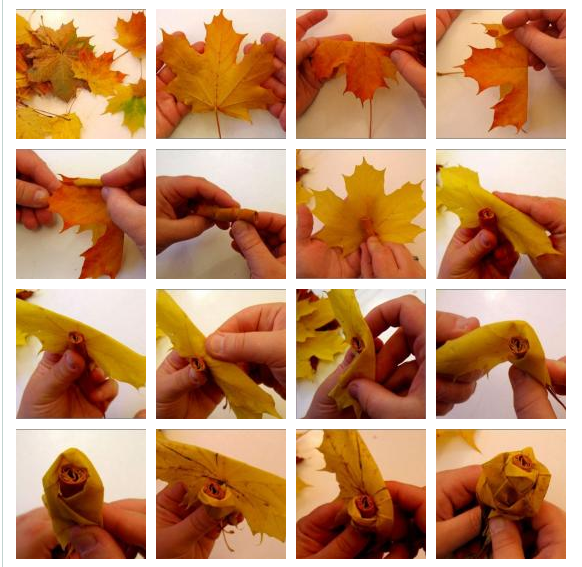 Роза из кленовых листьев своими руками: пошаговый мастер-класс с поэтапными фото и видео-уроками для начинающих