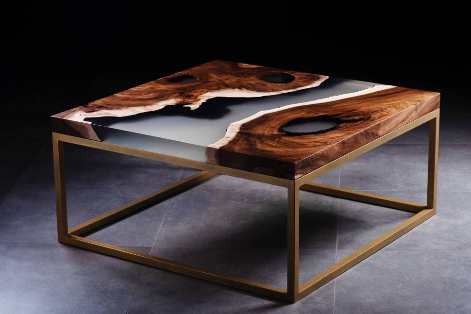 Журнальный столик из слэба грецкого ореха и эпоксидной смолы своими руками в стиле лофт | мебель своими руками