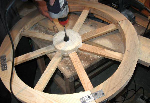 Деревянное колесо от телеги для украшения сада - мужик в доме.ру
