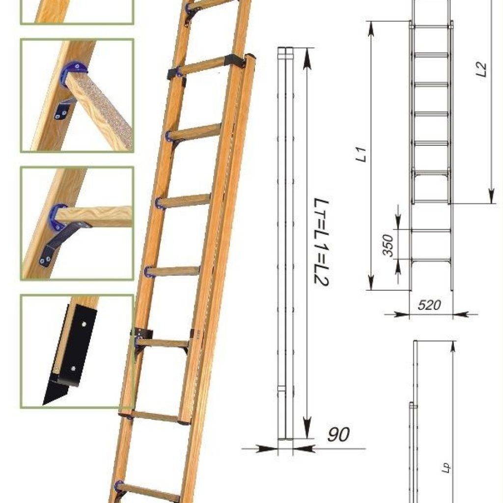 Приставная лестница своими руками из дерева: как сделать, чертеж и прочее