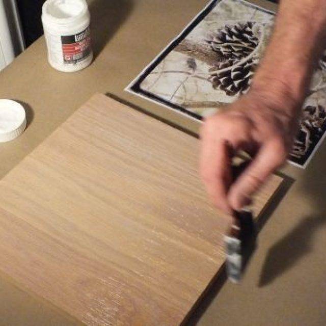 Видео картина панно рисунок мастер-класс аппликация декупаж переносим фото на дерево бумага дерево клей