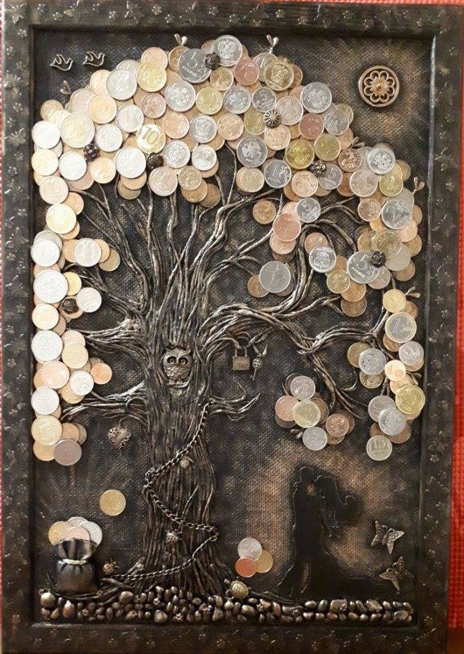 Денежное дерево – поделка из монет и купюр