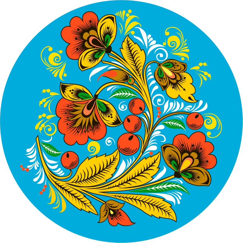 Рисунок тарелки, мезенская роспись, вектор | enascor.ru